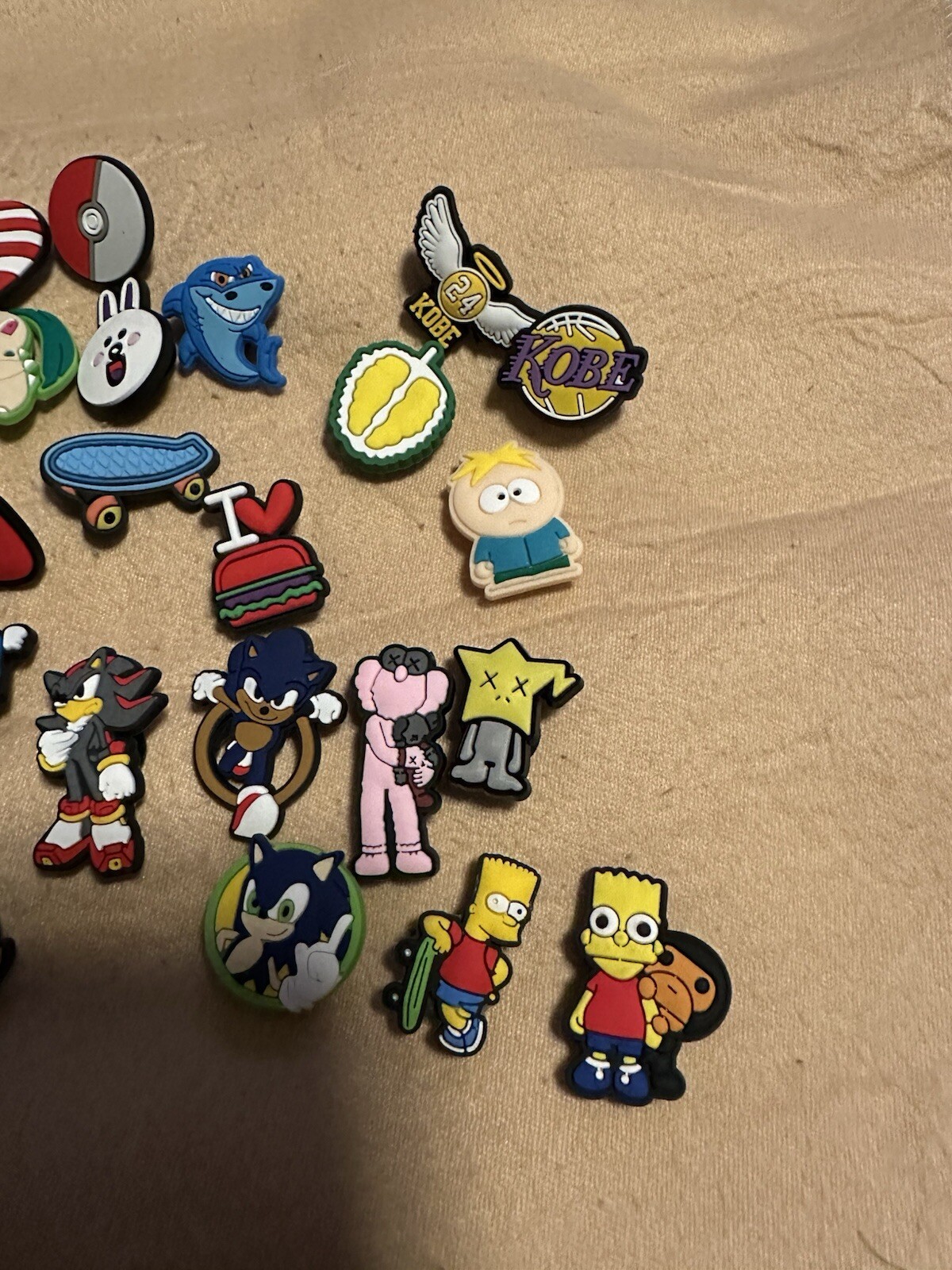 50 Mixed Crocs Charms Lots Different Pins Kobe Bart Sonic Unisex New image 5