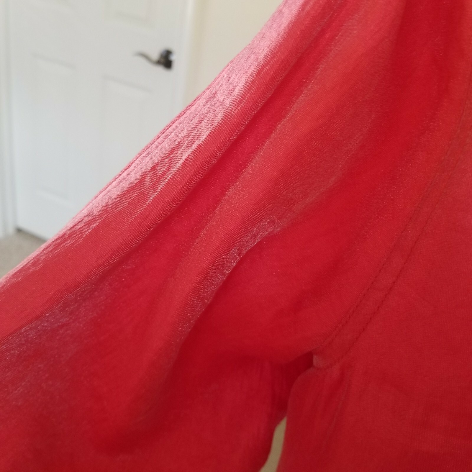 Ruby Rd Button Front Collarless Coral Orange Shee… - image 5