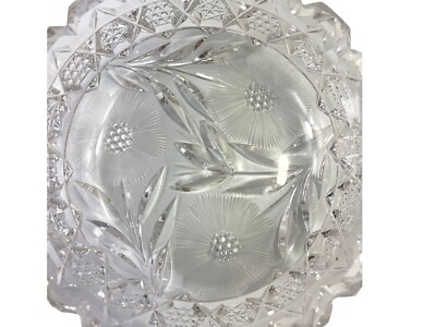 American Brilliant Low Cut Bowl ABP Star Feather Sawtooth Edge Glass 5  Dish