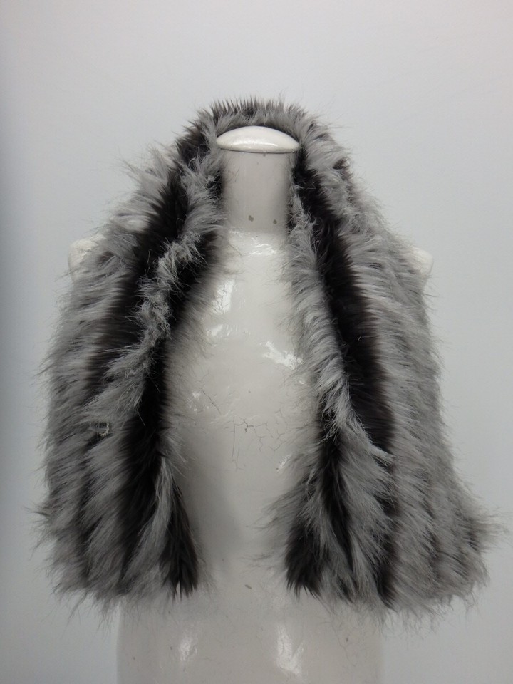Fox Faux Fur collar / scarf Gray for Winter Coat Jacket 39216 eBay