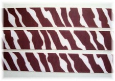LAST 1 - 30 YARD ROLL SALE - 3/8 BROWN WHITE ZEBRA GROSGRAIN RIBBON