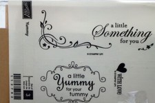STAMPIN UP YUMMY FOR YOUR TUMMY SET OF 3 WOOD MOUNTED RUBBER STAMPS NIP
