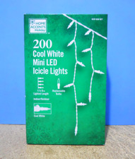Home Accents Holiday 200-Light Cool White Mini LED Icicle Lights Christmas New 
