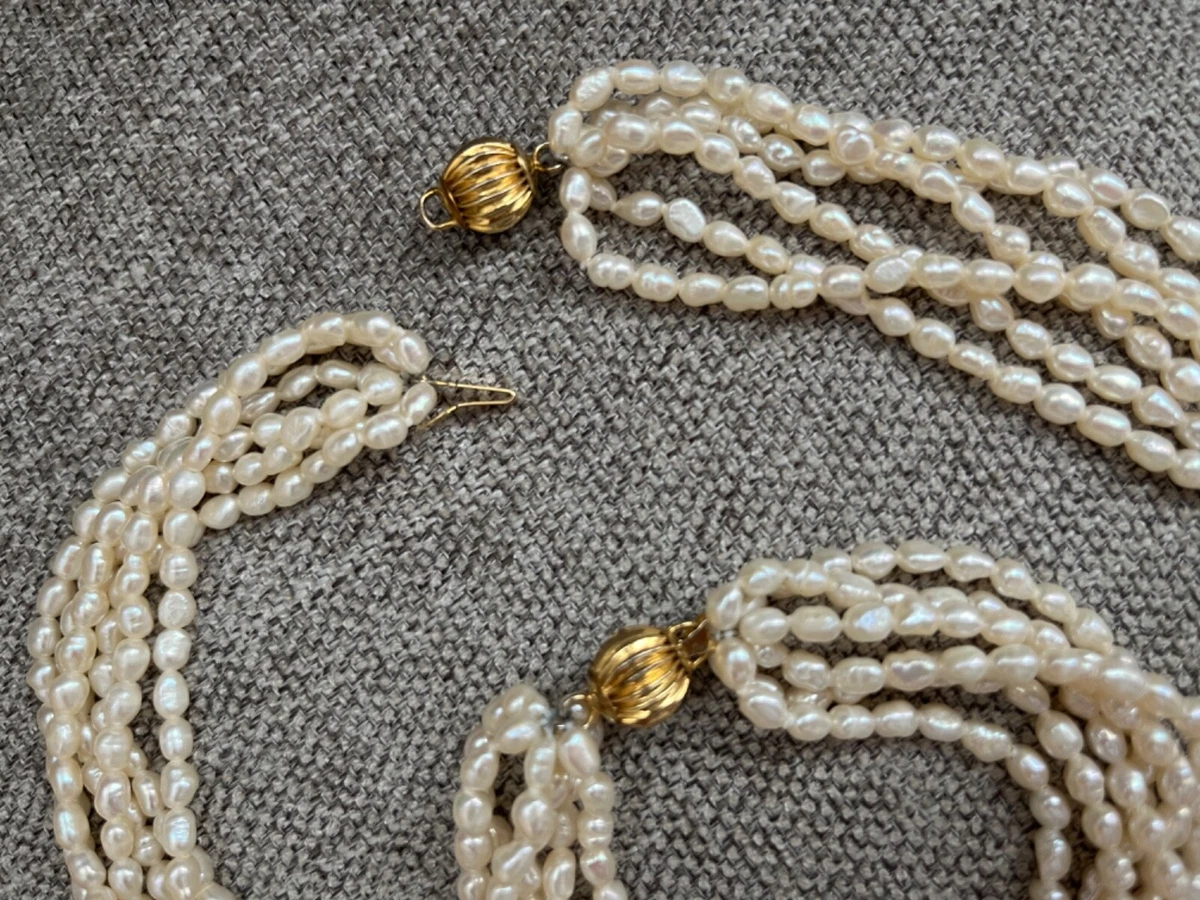 New Necklace Bracelet 6 Strands Freshwater Pearl Set HONORA FROM