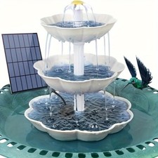 3,5W Solar Springbrunnen, 3 Stufige Vogelfütterer Vogeltränke Sets für Draußen