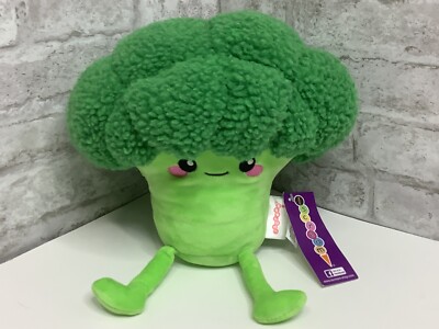 Iscream Plush Broccoli Rare HTF NWT Green Large Stuffed Toy Smile Face Lovey