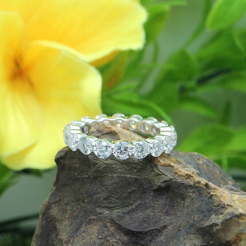 Anillo Banda de Eternidad Diamantes Cultivados en Laboratorio Autenticado GIA 1 CT-8 CT Oro 14K G VS2 Foto 3 de 4