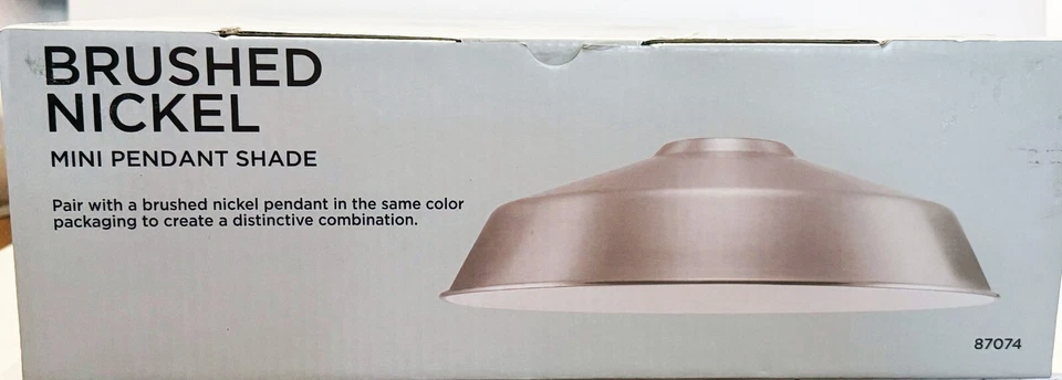 Nuevo en caja Mini colgante de níquel cepillado con interior blanco de 12" de diámetro x 3,5 de alto Foto 4 de 4