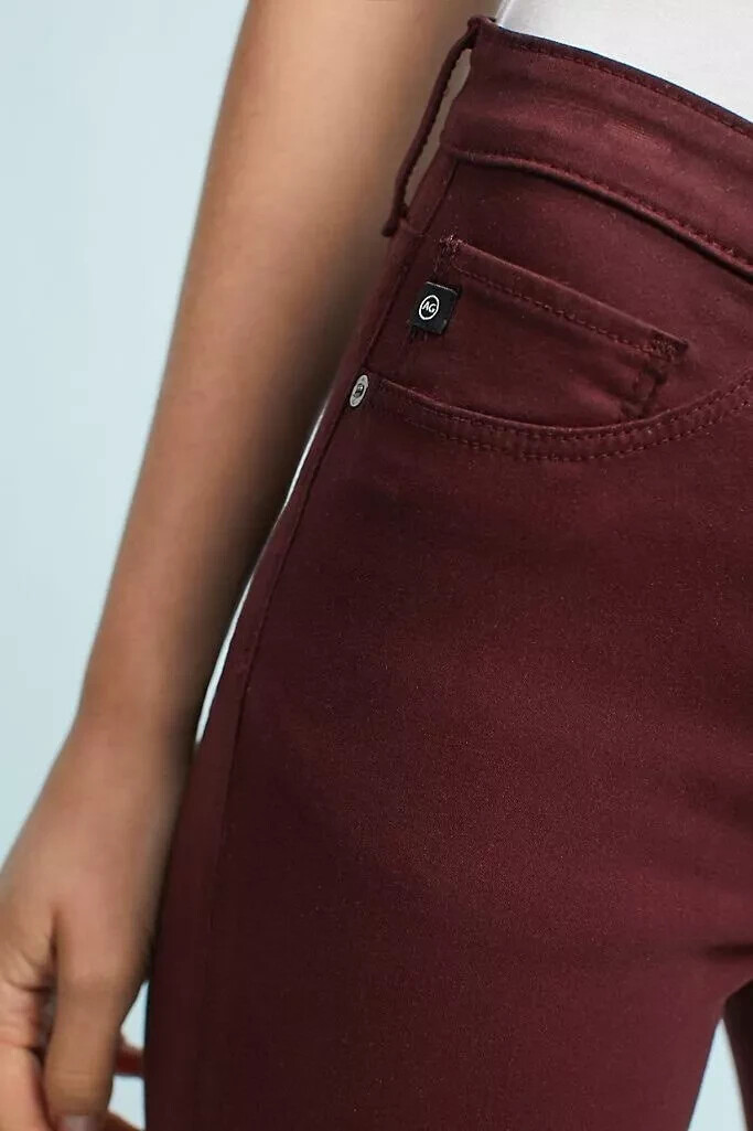 Anthropologie AG Adriano Goldschmied Sateen Skinny Jeans Burgundy Womens Size 29 thumbnail 6