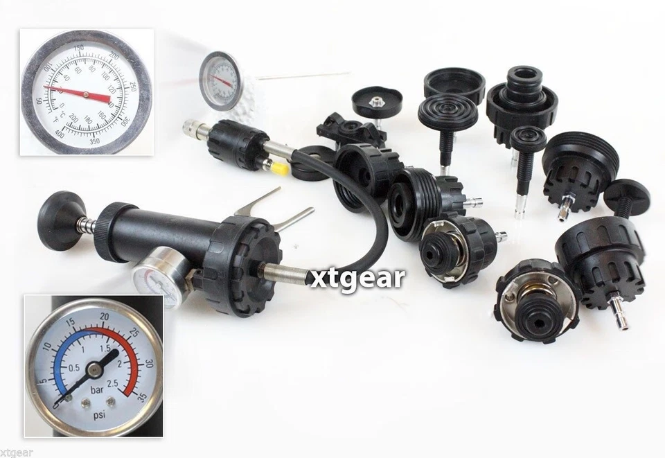ENGINE COOLANT COOLING SYSTEM PRESSURE TESTING TESTER RADIATOR CAP TOOL KIT SET
