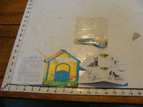 1932unused COMPELETE bridge set for one table DOG HOUSE 4 DOG CARDS, TASSELS etc - Picture 2 of 2