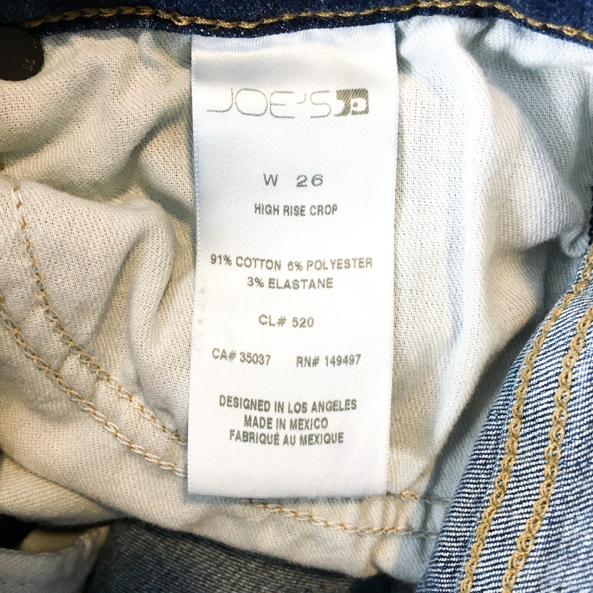 Joes Jeans high rise crop Denim Skinny Jean distressed size 26