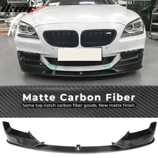 Fits 12-17 BMW F12 6-Series Performance 3PCS Front Bumper Lip Matte Carbon Fiber