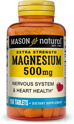 Mason Natural Magnesium 500 mg Extra Strength, 100-Day Supply, Supports... 