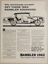 1962 Print Ad '62 Rambler Advances Compact Car Excellence E-Stick Transmission