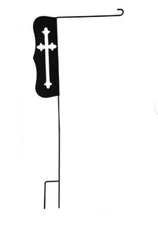 EVERGREEN 20158 CROSS LASER CUT GARDEN FLAG STAND BLACK