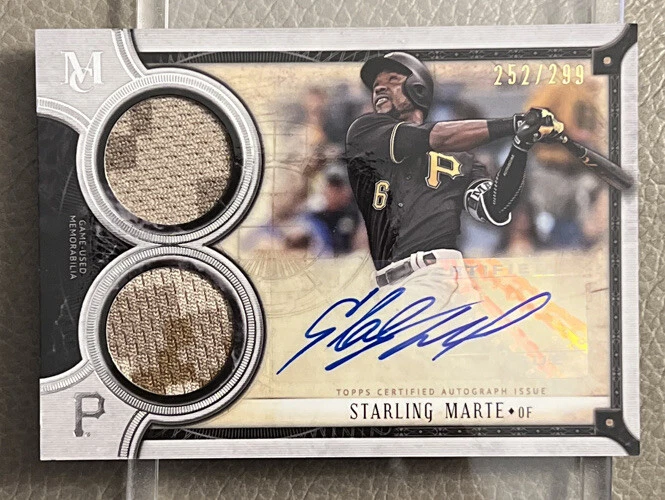 2018 Topps Museum Collection Starling Marte SP DUAL RELIC AUTO. Desert Camo 299