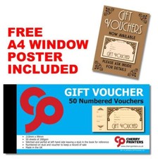 Cherry Art Deco Numbered Gift Voucher Book 99mm x 210mm 50pages FREE POSTER