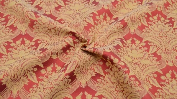Jacquardstoff weinrot mit Ornamenten Rankenstoff Interieurstoff Polsterstoff rot - Bild 3 von 3
