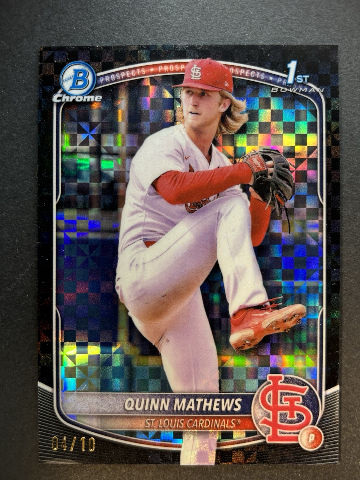 Quinn Mathews /10 Black X-Fractor 1st 2025 Bowman Chrome St Louis Cardinals
