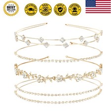 Gold Bridal Headband Rhinestone Headbands Crystal Crown Head Band