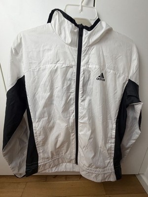 Adidas Track Jacket Windbreaker Black & White Gym Football Running