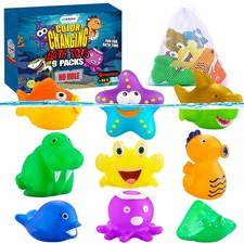 9 Packs Color Changing Easter No Hole Bath Toys for Kids Toddlers Baby, Easte...