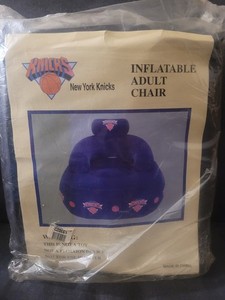 New York Knicks Inflatable Adult Chair Blue Sports Plastic Round