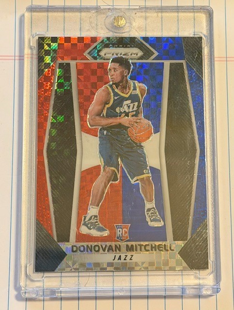 2017-18 Panini Prizm #117 Donovan Mitchell Prizm Red White and Blue RC Utah Jazz