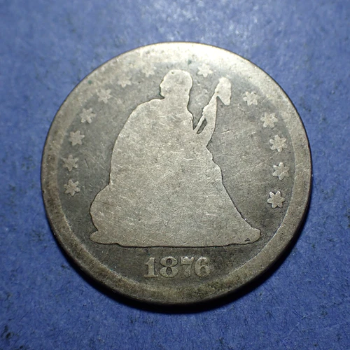 1876-CC Seated Liberty Quarter  AG