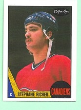 (1) STEPHANE RICHER 1987-88 O-PEE-CHEE # 233 CANADIENS ROOKIE NM (M9683)