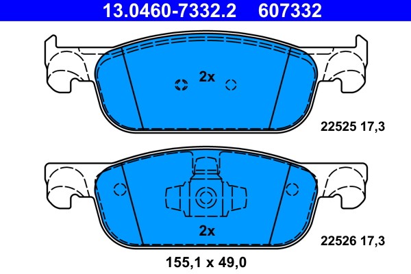 13.0460-7332.2 ATE brake pad set, disc brake for Dacia, Renault