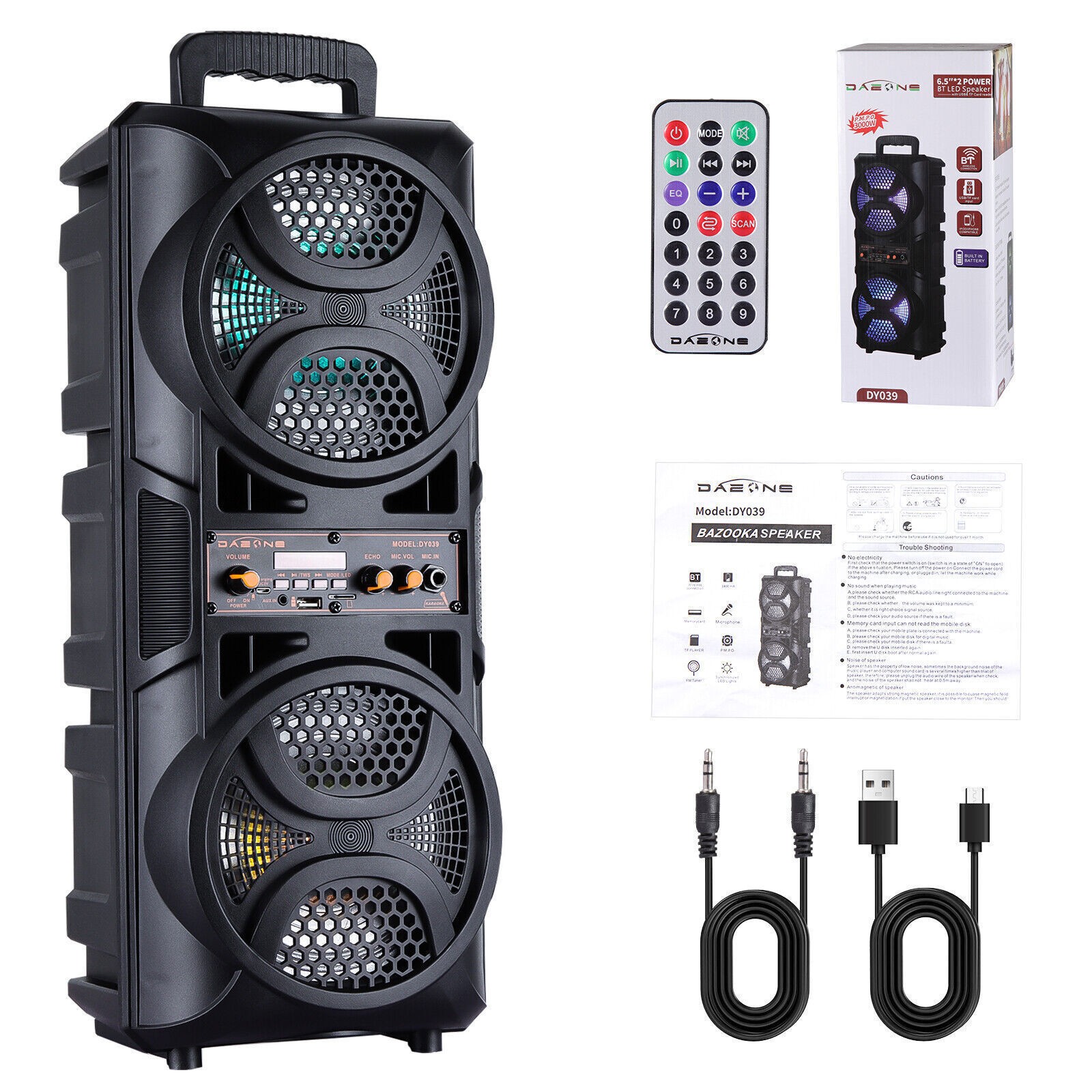 3000W Bluetooth Portable Speaker Heavy Bass Sound System Party Lot With Remote
