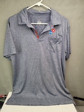 Domino's Gear Shirt Mens M Polo Shirt Heather Blue Employee Uniform Pizza Pocket