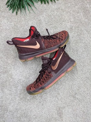 Nike KD 9 Shoes Mens Size 10 Red Burgundy Knit Basketball Sneakers 2016