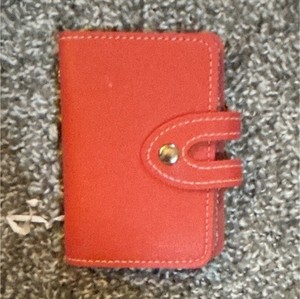 Red Women's Wallet-Style Mini Organizer Day Planner w/ Snap, Clear Card Sleeves