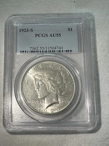 1923-S Peace Silver Dollar PCGS AU55 Frosty White