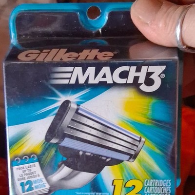 Gillette Mach3 12 Cartridge Blades Stainless Steel for Gillette Mach3, 3 Blades
