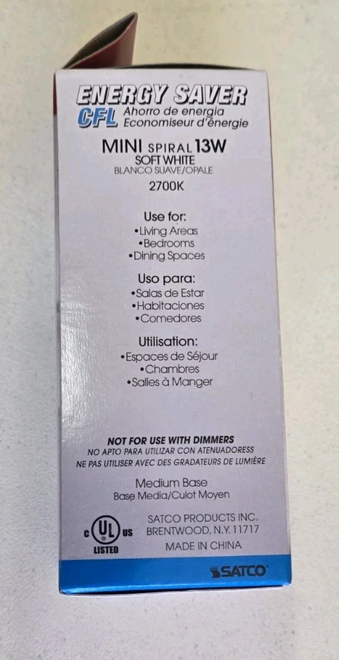 12 SATCO S7217 13W Mini Spiral 2700K CFL LampT2 60W Equal TCP 4T213 (Set Of 12) - Image 2 of 4