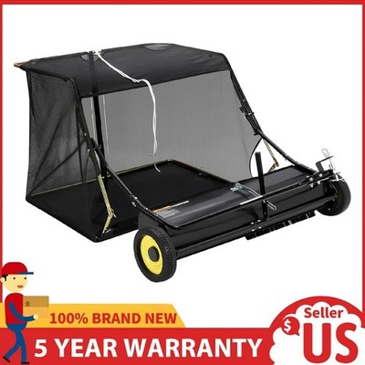 Tow Behind Lawn Sweeper ,50'' Heavy Duty Leaf & Grass Collector Adjustable Height