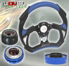 Blue Battle 320mm Steering Wheel & Quick Release Adapter Hub For 92-96 Prelude