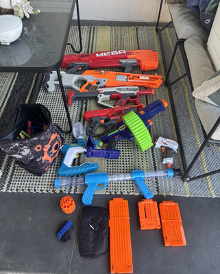 NERF Mega Dart Blaster Lot: Mega Twinshock, Cycloneshock, Modulus w/ mags