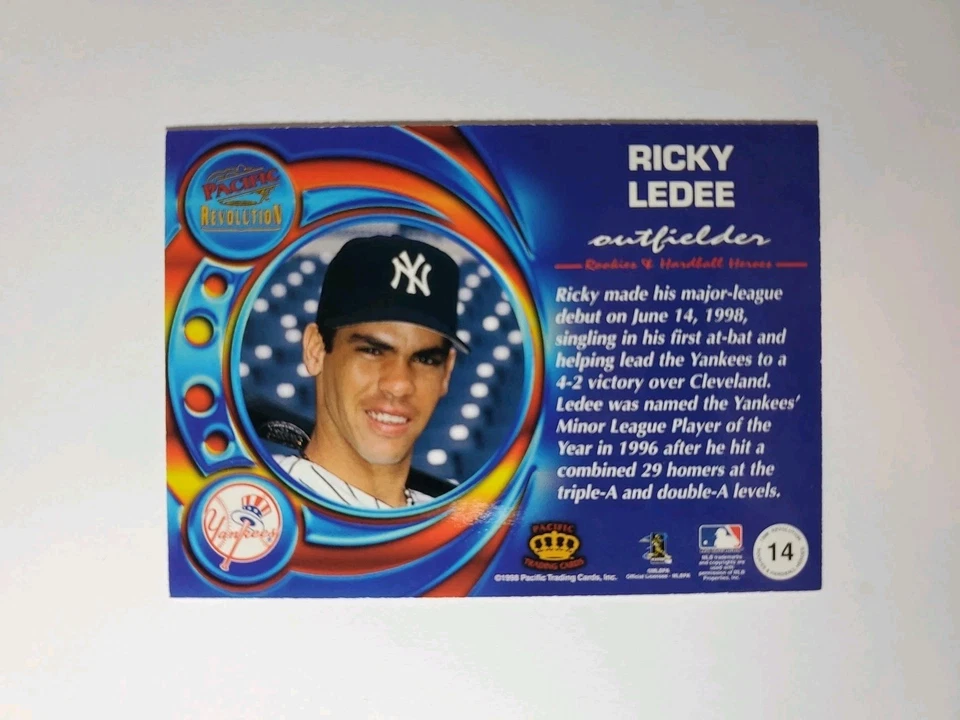 1998 Pacific Revolution - Rookies and Hardball Heroes #14 Ricky Ledee - Image 2 of 2