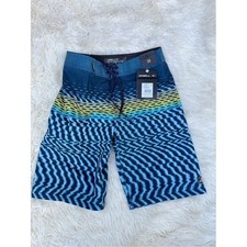 ONeill Hyperfreak Wavelength Board Shorts Navy Blue Yellow Boys Size 22 NWT