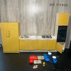 Vintage 1970s Marx Sindy Kitchen Yellow Retro Miniature Doll 4 Pc Set Play Kids