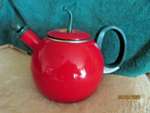 Vintage 1980s COPCO Apple Tea Kettle Enamel Metal Teapot 2.5 Qt