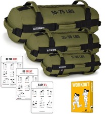 Elite Sports Workout Sandbag for Versatile, 5 TO 25 lbs 1 count , Green
