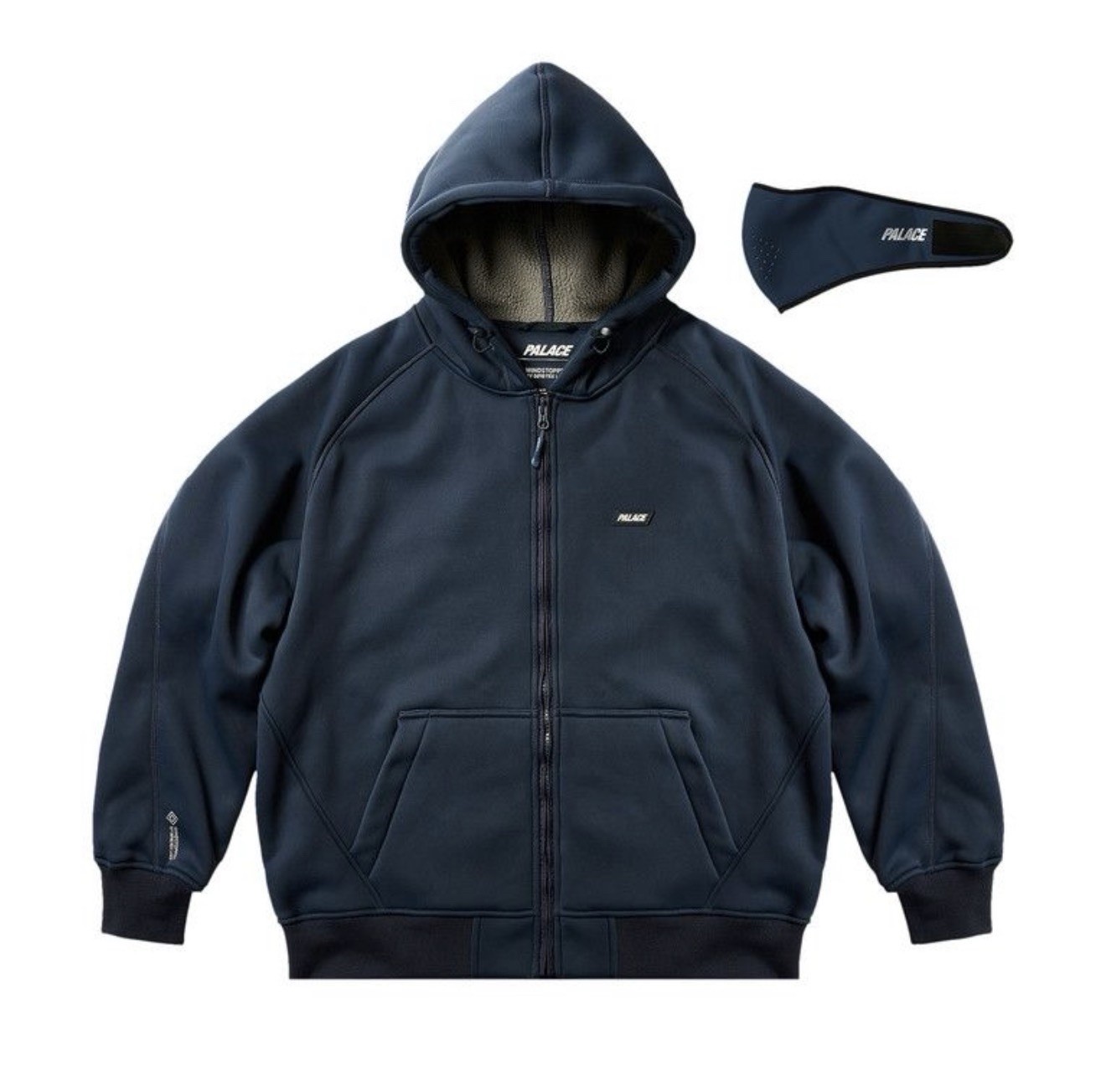 Palace GORE-TEX Windstopper Bonded Jacket Navy Hooded Detachable Facemask Sz XL