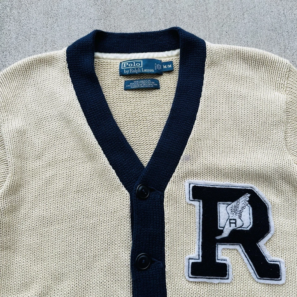 Cárdigan Suéter Vintage Polo Ralph Lauren Años 90 Ala P Universitaria Mediano Foto 2 de 4