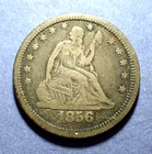 1856 Liberty Seated Quarter  Abt. VF
